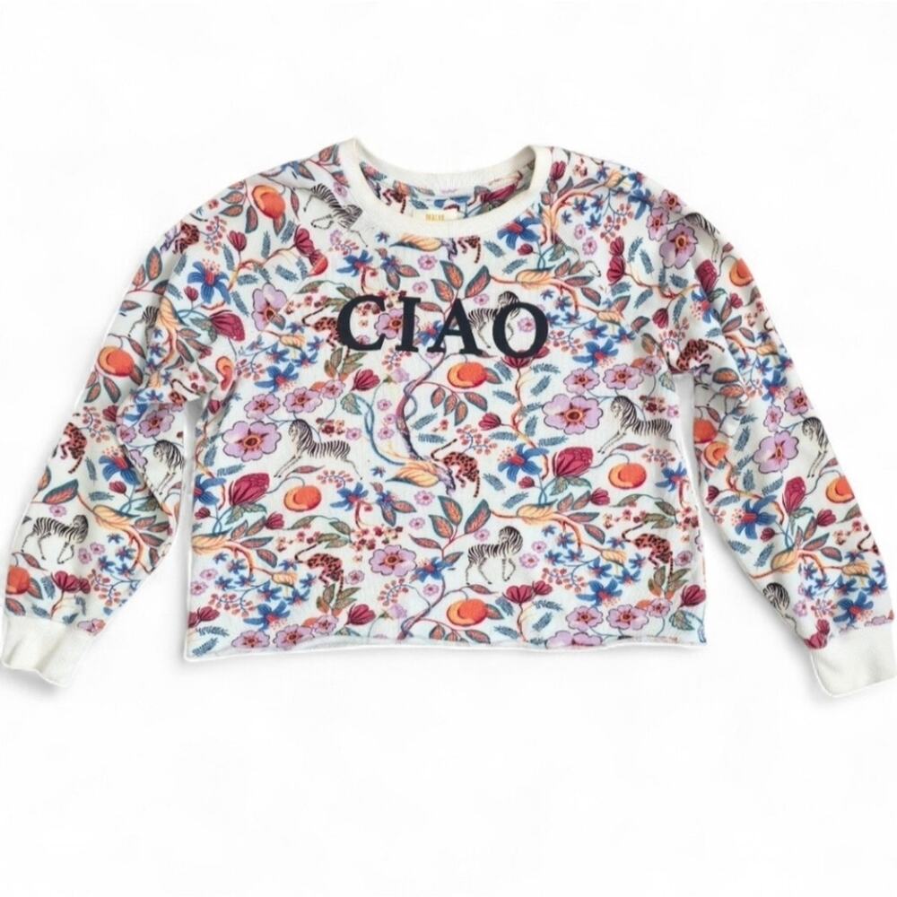 Anthropologie Maeve‎ Ciao Floral Animal Print Boho Chic Sweatshirt XS